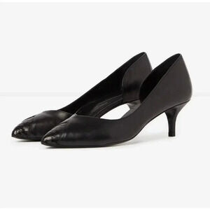 The Kooples Black Leather Point Toe Kitten Heels Size 39 (US 8.5)